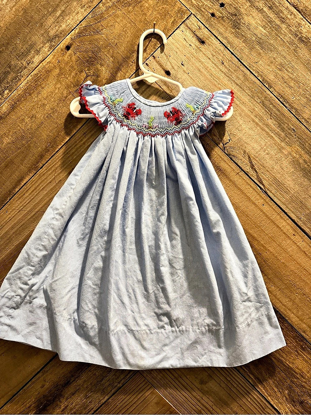 Rosalina Girls Embroidered Gingham Dress